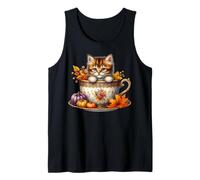 Fall Hot Tea Graphic for Kitten Lover Cute Autumn Coffee Cat Débardeur