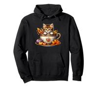 Fall Hot Tea Graphic for Kitten Lover Cute Autumn Coffee Cat Sweat à Capuche