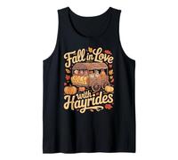 Fall in Love with Hayrides Autumn Leaves Pumpkins Harvest Débardeur