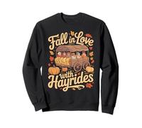 Fall in Love with Hayrides Autumn Leaves Pumpkins Harvest Sweatshirt
