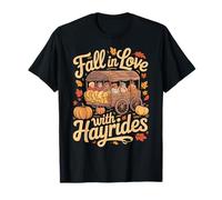 Fall in Love with Hayrides Autumn Leaves Pumpkins Harvest T-Shirt