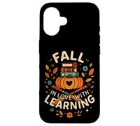 Fall in Love with Learning Book Autumn Pumkins and Teachers Coque pour iPhone 16