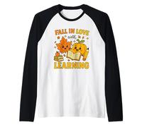 Fall in Love with Learning Cute Autumn Teacher Manche Raglan