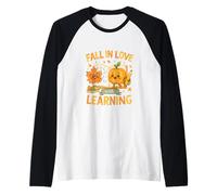 Fall in Love with Learning Cute Autumn Teacher Manche Raglan