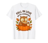 Fall in Love with Learning Cute Owl Autumn Design T-Shirt