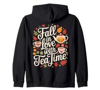 Fall in Love with Tea Time Autumn Leaves Sweat à Capuche