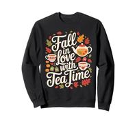 Fall in Love with Tea Time Autumn Leaves Sweatshirt