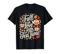 Fall in Love with Tea Time Autumn Leaves T-Shirt