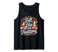 Fall in Love with Traditions Autumn Pumpkins Leaves Débardeur