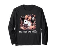 Fall Into a Good Book Ghost Reading Lovers Books and Coffee Manche Longue
