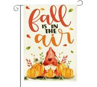 Fall is in the air Drapeau de jardin d'automne Gnomes Citrouille Drapeau de jardin Double face Automne Thanksgiving Drapeaux Déco