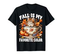 Fall is My Favorite Color Cute Autumn Kitten for Cat Grandma T-Shirt
