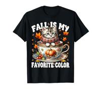 Fall is My Favorite Color Kitten in Knitted Scarf Cute Cat T-Shirt