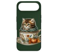Fall Kitten in Floral Coffee Mug Knitted Scarf Cute Cat Coque pour iPhone Air