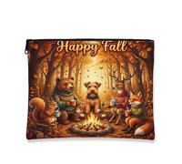Fall Lakeland Terrier Trousse de maquillage amusante en forme de chien Lakeland Terrier, pochette de voyage amusante pour femmes et filles, petite trousse de toilette portable en toile avec fermeture