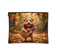 Fall Lakeland Terrier Trousse de maquillage en toile portable avec fermeture éclair 17,8 x 22,9 cm