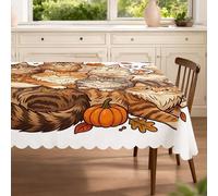 Fall Maine Coons - Nappe rectangulaire lavable en forme de chat empilé d'automne - Décoration de fête pour cuisine, banquet, pique-nique, camping - 152,4 x 203,2 cm