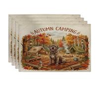 Fall Neopolitan Lot de 4 sets de table lavables en forme de chien Mastiff - 30,5 x 45,7 cm - Pour maison, salle à manger, fête d'automne, décoration de cuisine