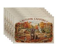 Fall Neopolitan Lot de 6 sets de table lavables en forme de chien Mastiff - 30,5 x 45,7 cm - Pour maison, salle à manger, fête d'automne, décoration de cuisine