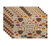 Fall Neopolitan Lot de 6 sets de table motif chien mastiff 30,5 x 45,7 cm, sans couture pour la maison, le dîner, les vacances, la cuisine