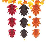 Fall Party Decorations, 9 Pieces Maple Leaves Paper Fans, Hangable Wall Ceiling Decor, Autumn Ornaments, Seasonal Decorations for Birthday Baby Shower Thanksgiving Wedding