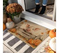 Fall Pig Paillasson citrouille orange pour extérieur et intérieur, décoration rustique, caoutchouc imperméable, antidérapant, absorbant la poussière, facile à nettoyer, 73,6 x 43,2 cm