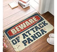 Fall Porch Tapis de bain Beware Of Attack Panda | Tendance - Poignées antidérapantes et tapis de bain moussant floral pour salle de bain/spa, masseur, peluche (65 x 90 cm)