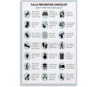Fall Prevention Poster Safety Checklist Educational Wall Art