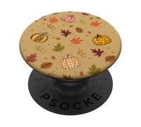 Fall Pumpkin - Autumn Leaves & Gingham Pumpkin Cozy Seasonal PopSockets PopGrip Adhésif