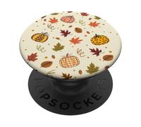 Fall Pumpkin - Autumn Leaves & Gingham Pumpkin Cozy Seasonal PopSockets PopGrip Adhésif