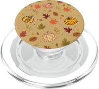 Fall Pumpkin - Autumn Leaves & Gingham Pumpkin Cozy Seasonal PopSockets PopGrip pour MagSafe
