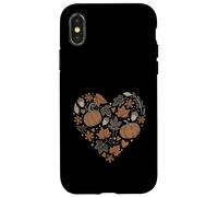 Fall Pumpkin Fall Leaves Acorns Hearts Rustic Fall Autumn Coque pour iPhone X/XS