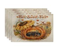 Fall Rottweilers Lot de 4 sets de table motif chien 30,5 x 45,7 cm, citrouille et tournesol d'automne pour salle à manger, vacances, maison, cuisine