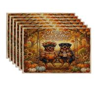 Fall Rottweilers Lot de 6 sets de table avec balançoire pour chien, 30,5 x 45,7 cm, motif citrouille d'automne pour salle à manger, décoration de maison et de cuisine