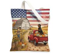 Fall Rottweilers Sac fourre-tout en toile réutilisable pour faire du shopping 33 x 38,1 cm, motif ferme d'automne camion grange pour femme, motif récolte de campagne, décoration cadeau