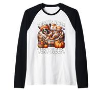 Fall Saying French Bulldog Dog for Frenchie Dad Autumn Sleep Manche Raglan