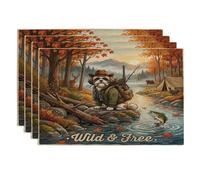 Fall Shih Tzu Lot de 4 sets de table imprimés en forme de chien 30,5 x 45,7 cm pour salle à manger, forêt d'érable, décoration de cuisine