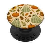 Fall Vibes Citrouille Esthétique Fantôme Feuilles Automne Halloween PopSockets PopGrip Adhésif