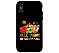 Fall Vibes & That Teacher Life Pomme Citrouille Épices Léopard Coque pour iPhone X/XS