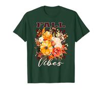 Fall Vibes Trendy Vintage Automne Rétro Joli Floral T-Shirt