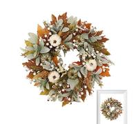 Fall Wreath, Pumpkin Decor, Halloween 19.69 inches Front Door Accent, Seasonal Garland for Outdoor Farmhouse, Holiday Porch, Indoor Fireplace, Yard, Christmas Party, Harvest Home