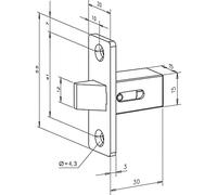 Fallen Château 802 Fix, têtière 55 x 20 x 3 mm Laqué Gris, 1 pièce