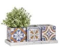 Fallen Fruits Esschert Design AC179 Lot de 3 Pots de Fleurs sur Plateau en béton