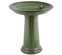 Bain d'oiseau sur pied - Bain oiseau - Céramique - D 42 cm - H 47 cm - Vert