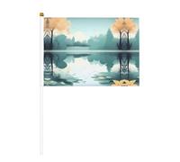 Fallen Leaves on a tranquil lake Lot de 10 drapeaux imprimés à main - 14 x 20,8 cm