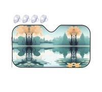 Fallen Leaves on a Tranquil Lake Pare-soleil pour pare-brise avant de voiture - Refroidissement rapide 15 ℃
