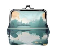 Fallen Leaves on a Tranquil Lake Petit porte-monnaie pour femme, pochette rectangulaire avec verrou de baiser, format de poche, mini porte-monnaie pour femme