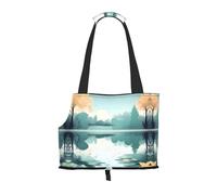 Fallen Leaves on a Tranquil Lake Sac à bandoulière imprimé pour animal domestique - Design pliable, petit sac de voyage pour chat et chien