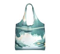 Fallen Leaves on a tranquil lake Sac en toile imprimée Sac fourre-tout tendance pour femme Sac fourre-tout léger