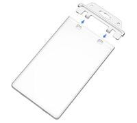 Fallen One Lot de 10 porte-badges d'identification transparents en plastique rigide pour cordon à verrouillage permanent vertical